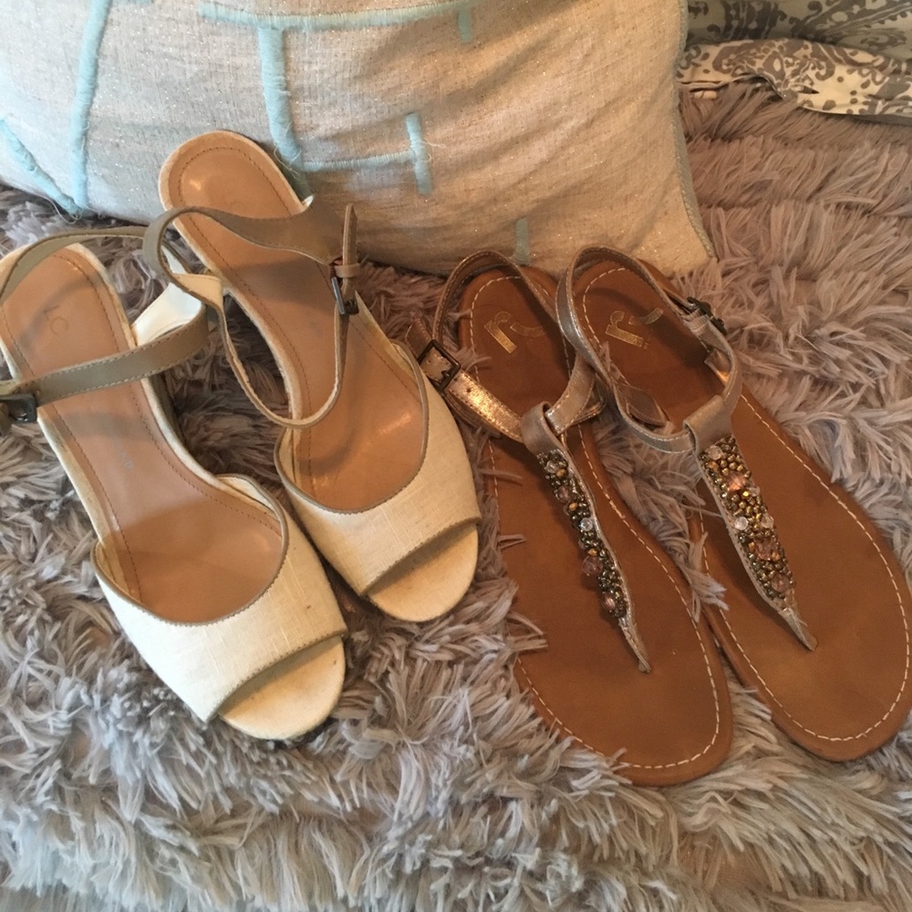 Lauren Conrad Wedges & Gold Sandals